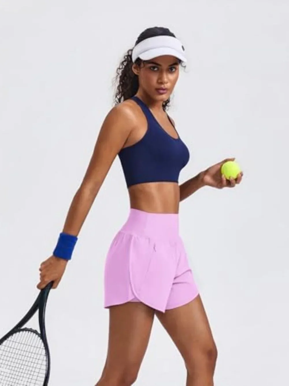 High Waisted 2-in-1 Athletic Running Shorts with 2 Zip Pockets for Women